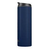 Marine blauw en goud monogram thermosbeker (Geroteerd rechts)