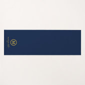 Marine blauw en goud monogram yogamat (Voorkant (horizontaal))