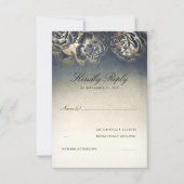 marine blauw en goud RSVP (Voorkant)