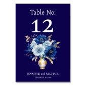 Marine Blauw en Goud Trouwtafel Nummer Kaart (Achterkant)