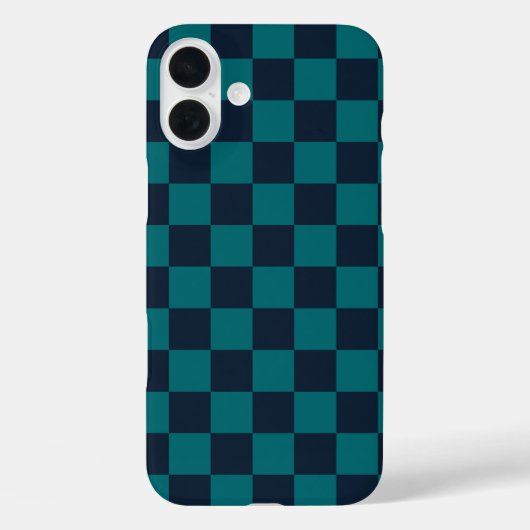 Marine Blauw en Groen Checkerboard Case-Mate iPhone Case (Achterkant)