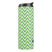 Marine Blauw en Groen Chevron Monogram Thermosbeker (Gedraaid links)