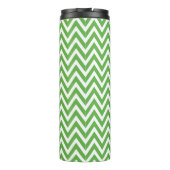 Marine Blauw en Groen Chevron Monogram Thermosbeker (Achterkant)