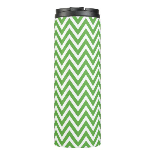 Marine Blauw en Groen Chevron Monogram Thermosbeker (Achterkant)