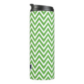 Marine Blauw en Groen Chevron Monogram Thermosbeker (Geroteerd rechts)