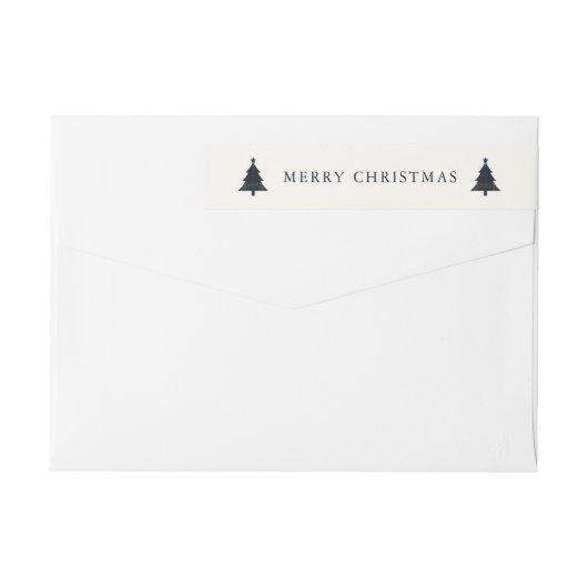 Marine Blauw en Groen Geplaagd Kerstretouradres (Achterkant)