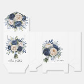 Marine Blauw en Ivoor Bloemen Huwelijk Bedankdoosjes (Ongevouwen)