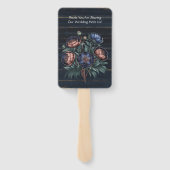 Marine Blauw en Koper Pioenboeket Hout Wedding Handwaaier (Achterkant)