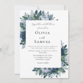 Marine blauw en lichtblauw elegante bruiloft kaart (Voorkant)