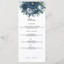 Marine blauw en lichtblauw elegante bruiloft menu