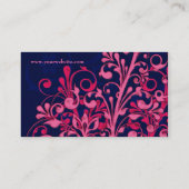 Marine Blauw en Roze Bloemen Business Card Templat Visitekaartje (Achterkant)