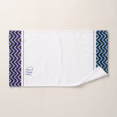 Marine-blauw en roze chevron monogram bad handdoek (Handdoek)