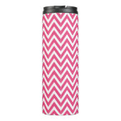 Marine blauw en roze Chevron Monogram Thermosbeker (Achterkant)
