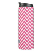 Marine blauw en roze Chevron Monogram Thermosbeker (Geroteerd rechts)
