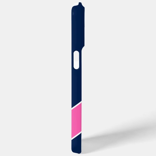 Marine Blauw en Roze Diagonale Streep Gepersonalis Case-Mate iPhone Case (Achterkant / Rechts)