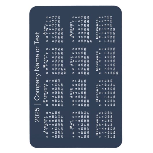 Marine Blauw en Wit 2025 Kalender met aangepaste t Magneet (Verticaal)