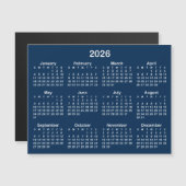 Marine Blauw en Wit 2026 Magnetische Kalender (Voorkant / Achterkant)