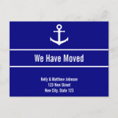 Marine Blauw en Wit Anker Bewegende Aankondiging (Voorkant)