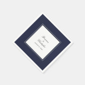 Marine Blauw en Wit Eenvoudige Elegante Bruiloft Servet (Hoek)