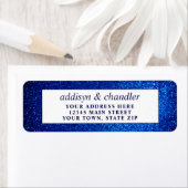 Marine Blauw en Wit Elegant Eenvoudig Modern Bruil Etiket (Insitu)