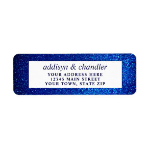 Marine Blauw en Wit Elegant Eenvoudig Modern Bruil Etiket