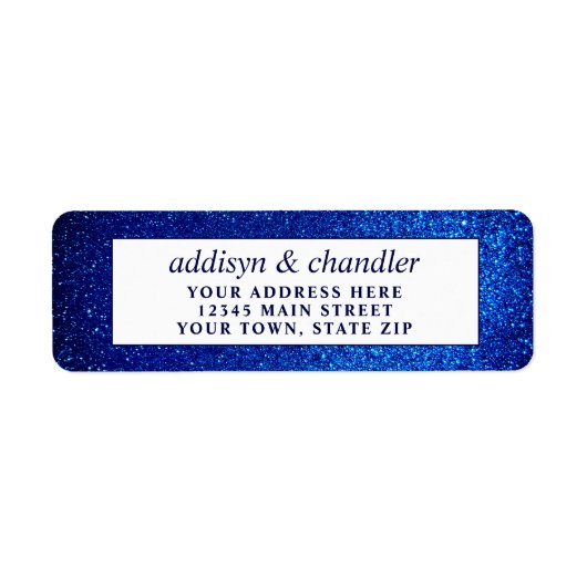 Marine Blauw en Wit Elegant Eenvoudig Modern Bruil Etiket (Voorkant)