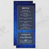 Marine Blauw en Wit Elegant Eenvoudig Modern Bruil Programmakaart (Voorkant / Achterkant)