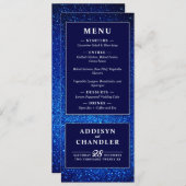 Marine Blauw en Wit Elegant Eenvoudig Modern Bruil Programmakaart (Voorkant / Achterkant)
