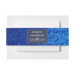 Marine Blauw en Wit Elegant Eenvoudig Modern Bruil Uitnodigingen Wikkel