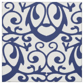 Marine Blauw en Wit Elegant Patroon Fabric Stof (Swatch)