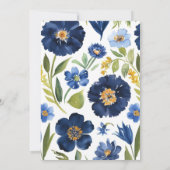 Marine Blauw en wit Elegante Bloemen Huwelijk Kaart (Achterkant)