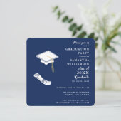Marine Blauw en Wit Fotoklasse van 2025 Afstuderen Kaart (Staand voorkant)