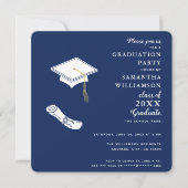 Marine Blauw en Wit Fotoklasse van 2025 Afstuderen Kaart (Voorkant)