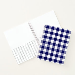 Marine Blauw en Wit Gecontroleerde Plakken Schetsn Notitieboek