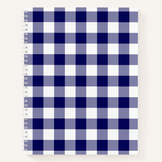 Marine Blauw en Wit Gecontroleerde Plakken Schetsn Notitieboek (Voorkant)