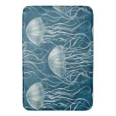 Marine Blauw en Wit Gelei Vis Patroon Badmat (Voorkant Verticaal)