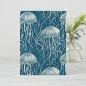 Marine Blauw en Wit Gelei Vis Patroon Feestdagenkaart (Staand voorkant)