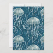 Marine Blauw en Wit Gelei Vis Patroon Feestdagenkaart (Achterkant)