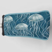 Marine Blauw en Wit Gelei Vis Patroon Golfheadcover (Voorkant)