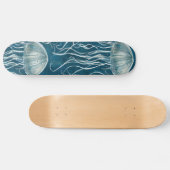 Marine Blauw en Wit Gelei Vis Patroon Persoonlijk Skateboard (Horizontaal)