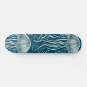 Marine Blauw en Wit Gelei Vis Patroon Persoonlijk Skateboard (Horizontaal)