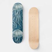 Marine Blauw en Wit Gelei Vis Patroon Persoonlijk Skateboard (Voorkant)