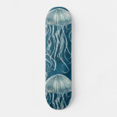 Marine Blauw en Wit Gelei Vis Patroon Persoonlijk Skateboard (Voorkant)