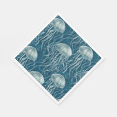 Marine Blauw en Wit Gelei Vis Patroon Servet (Hoek)