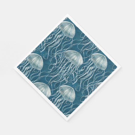 Marine Blauw en Wit Gelei Vis Patroon Servet (Hoek)