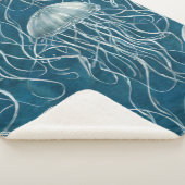 Marine Blauw en Wit Gelei Vis Patroon Sherpa Deken (3/4)