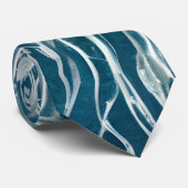 Marine Blauw en Wit Gelei Vis Patroon Stropdas (Opgerold)