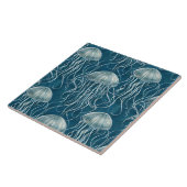 Marine Blauw en Wit Gelei Vis Patroon Tegeltje (Zijkant)