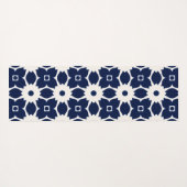 Marine Blauw en Wit Geometrische Bloemen Yogamat (Achterkant (horizontaal))
