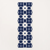 Marine Blauw en Wit Geometrische Bloemen Yogamat (Voorkant)
